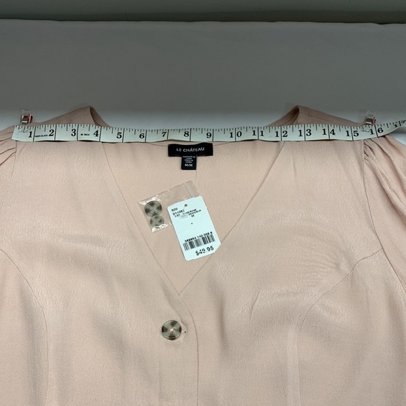 Le Chateau Long Sleeve Button Front Blouse V-Neck Colour Rose Medium NWT - Picture 8 of 11